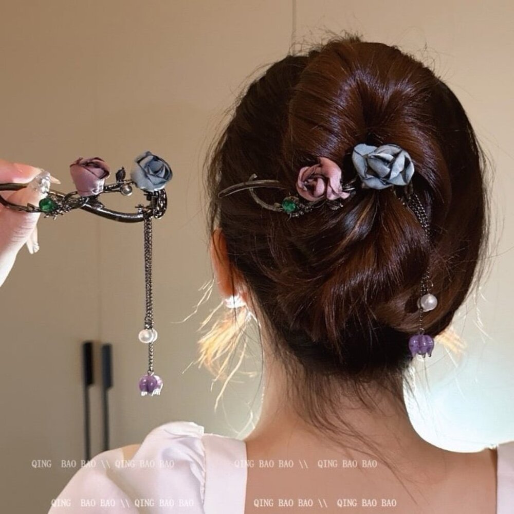 High-end ancient style hairpin back of the head clip head ornament